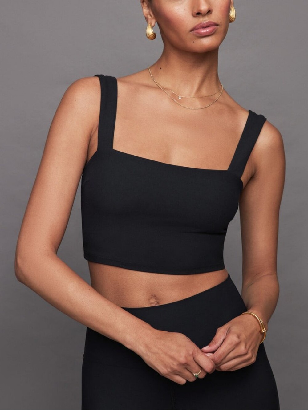 Carbon38 Square Neck Black Activewear Bra Top In Melt Size XS Extra Small